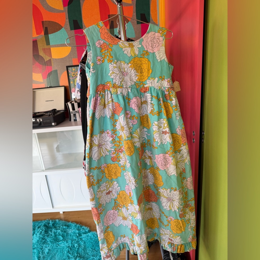 Vintage kids long dress, ruffle bottom
